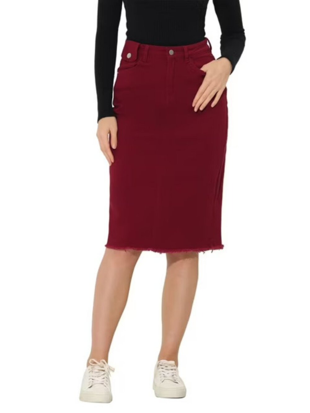 NWT - Allegra K - pencil skirt - red - high waist - knee length - Size XS